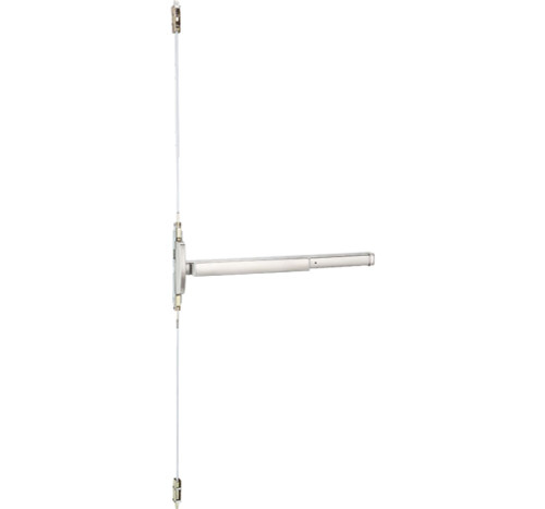 PHI 2801LBRCD 630 36 Grade 1 Concealed Vertical Rod Exit Device Wide Stile Pushpad 36 Device Exit Only Function Cylinder Dogging Less Bottom Rod Satin Stainless Steel Finish Field Reversible