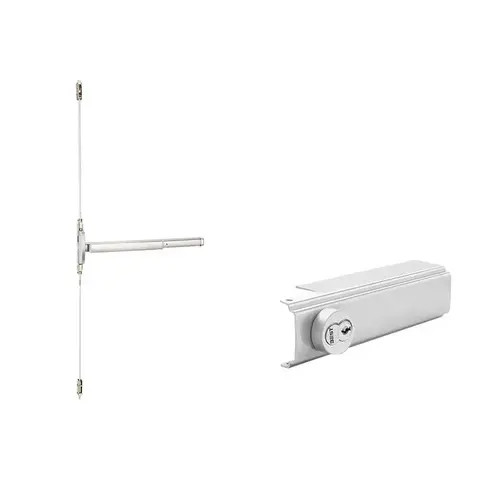 PHI 5101CD 689 36 Grade 1 Rim Exit Device Wide Stile Pushpad 36 Device Exit Only Function Cylinder Dogging Aluminum Painted Finish Non-Handed