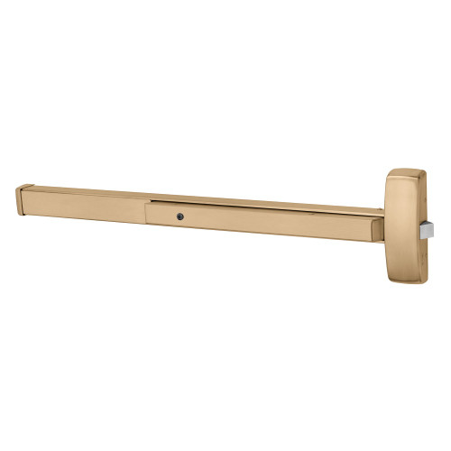 Sargent 19-8813G 10 Grade 1 Rim Exit Bar Wide Stile Pushpad 48 Device Classroom Function Hex Key Dogging Less Lexan Push Pad Touchbar Satin Bronze Clear Coated Finish Field Reversible