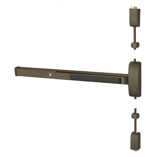 Sargent 16-8746G LHR 10BE Grade 1 Surface Vertical Rod Exit Device Wide Stile Pushpad 48 Device 120 Door Height Storeroom Function Cylinder Dogging Cylinder Included Dark Oxidized Bronze Finish Left Hand Reverse
