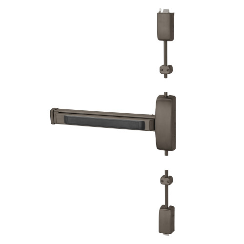 Sargent 12-8715E ETF RHR 10B Grade 1 Surface Vertical Rod Exit Device Wide Stile Pushpad 32 Fire-Rated Device 96 Door Height Passage Function F Lever with Escutcheon Less Dogging Dark Oxidized Satin Bronze Oil Rubbed Finish Right Hand Reverse