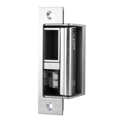 RCI 2364 32D Electric Strike 1-1/4 x 4-7/8 Faceplate Adjustable Deadbolt Keeper 12/24 VDC Fail Safe Satin Stainless Steel 2364 32D