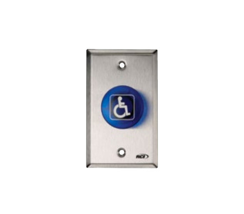 RCI 906-BH-MO 32D Handicap Button Blue w/Handicap Logo Momentary Satin Stainless Steel 906-BH-MO 32D
