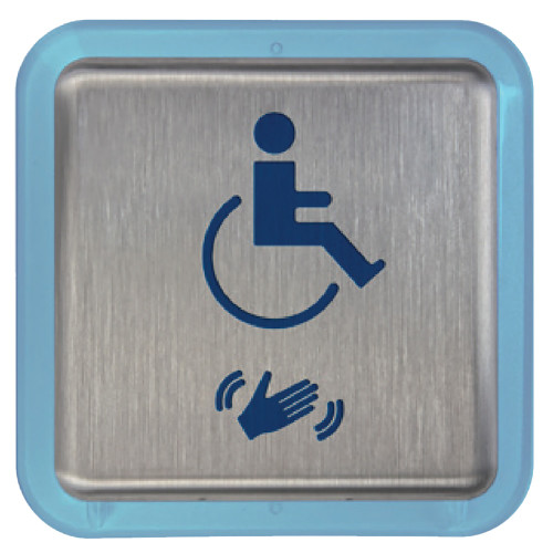 RCI 946TH475 32D Short-Range Touchless Actuator 4-3/4 In Square Plate Handicap & Wave Logos Adjustable up to 4 12-24 VAC/DC Satin Stainless Steel