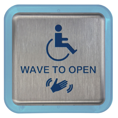 RCI 946THW475 32D Short-Range Touchless Actuator 4-3/4 In Square Plate Text Handicap & Wave Logos Adjustable up to 4 12-24 VAC/DC Satin Stainless Steel