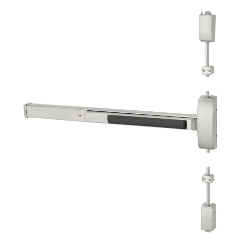 Sargent 16-8713J ETW RHR 32D Grade 1 Surface Vertical Rod Exit Device Wide Stile Pushpad 42 Device 120 Door Height Classroom Function W Lever with Escutcheon Cylinder Dogging Cylinder Included Satin Stainless Steel Finish Right Hand Reverse 16-8713J ETW RHR 32D