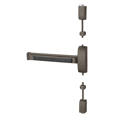 Sargent 12-8746E ETB LHR 10BE Grade 1 Surface Vertical Rod Exit Device Wide Stile Pushpad 32 Fire-Rated Device 96 Door Height Storeroom Function B Freewheeling/Vandal Resistant Lever Less Dogging Dark Oxidized Bronze Finish Left Hand Reverse