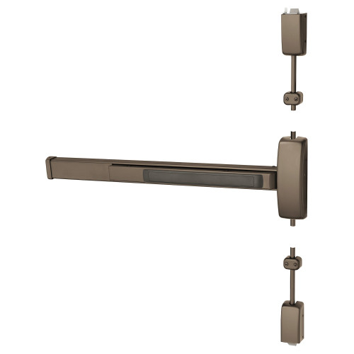 Sargent 12-8715F ETL RHR 10B Grade 1 Surface Vertical Rod Exit Device Wide Stile Pushpad 36 Fire-Rated Device 96 Door Height Passage Function L Lever with Escutcheon Less Dogging Dark Oxidized Satin Bronze Oil Rubbed Finish Right Hand Reverse