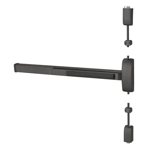 Sargent 12-8715G LHR 20D Grade 1 Surface Vertical Rod Exit Device Wide Stile Pushpad 48 Fire-Rated Device 96 Door Height Passage Function Less Dogging Dark Oxidized Statuary Bronze Clear Coated Finish Left Hand Reverse 12-8715G LHR 20D