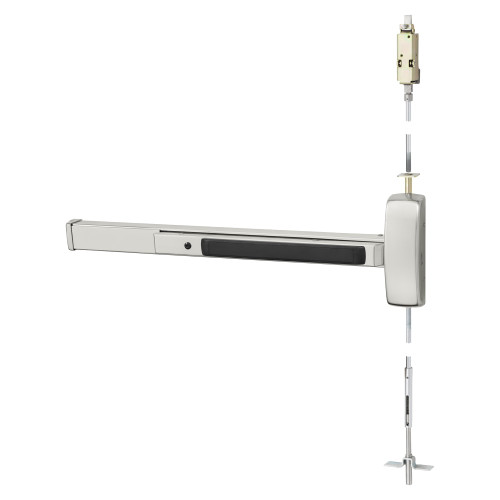 Sargent AD8640J LHR 32D Grade 1 Concealed Vertical Rod Exit Bar Wide Stile Pushpad 42 Device 120 Door Height Dummy Function Hex Key Dogging Satin Stainless Steel Finish Left Hand Reverse
