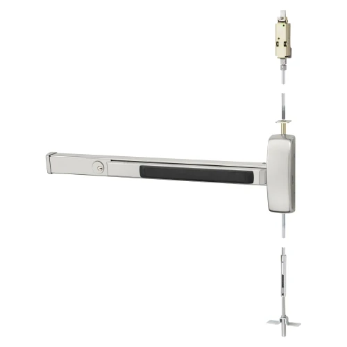 Sargent 16-AD8613J ETW LHR 32D Grade 1 Concealed Vertical Rod Exit Device Wide Stile Pushpad 42 Device 120 Door Height Classroom Function W Lever with Escutcheon Cylinder Dogging Cylinder Included Satin Stainless Steel Finish Left Hand Reverse 16-AD8613J ETW LHR 32D