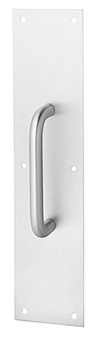 Rockwood 105 X 70C US32D Straight Pull Plate 3/4 Diameter Pull 5-1/2 Center to Center 4 by 16 Plate Satin Stainless Steel Finish
