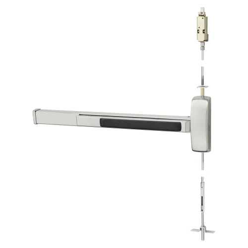 Sargent 5556-AD8606J RHR 32D Grade 1 Concealed Vertical Rod Exit Bar Wide Stile Pushpad 42 Device 120 Door Height Storeroom Function Electric Latch Retraction Request to Exit Switch Less Dogging Satin Stainless Steel Finish Right Hand Reverse 5556-AD8606J RHR 32D