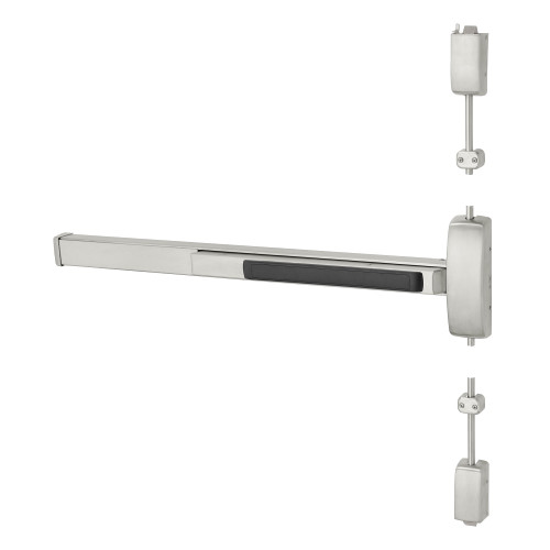 Sargent 12-8715G RHR 32D Grade 1 Surface Vertical Rod Exit Device Wide Stile Pushpad 48 Fire-Rated Device 96 Door Height Passage Function Less Dogging Satin Stainless Steel Finish Right Hand Reverse