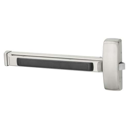Sargent 12-8810E 32D Grade 1 Rim Exit Bar Wide Stile Pushpad 32 Fire-Rated Device Exit Only Less Dogging Satin Stainless Steel Finish Field Reversible