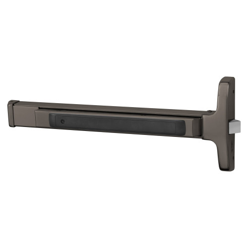 Sargent 8504E 10BL Grade 1 Rim Exit Device Narrow Stile Pushpad 32 Device Night Latch Function Hex Key Dogging Oxidized Satin Bronze Relieved Clear Coated Finish Field Reversible