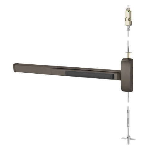 Sargent 12-MD8610F RHR 10B Grade 1 Concealed Vertical Rod Exit Device Wide Stile Pushpad 36 Fire-rated Device 120 Door Height Exit Only Less Dogging Dark Oxidized Satin Bronze Oil Rubbed Finish Right Hand Reverse