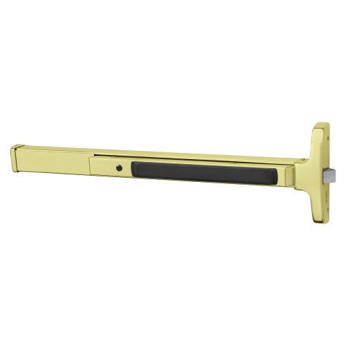 Sargent 56-8513J 3 Grade 1 Rim Exit Device Narrow Stile Pushpad 42 Device Classroom Function Electric Latch Retraction Less Dogging Bright Brass Finish Field Reversible
