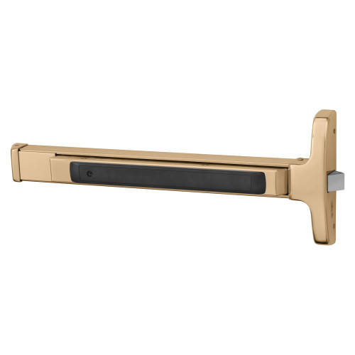 Sargent 56-8510E 9 Grade 1 Rim Exit Device Narrow Stile Pushpad 32 Device Exit Only Electric Latch Retraction Less Dogging Bright Bronze Clear Coated Finish Field Reversible