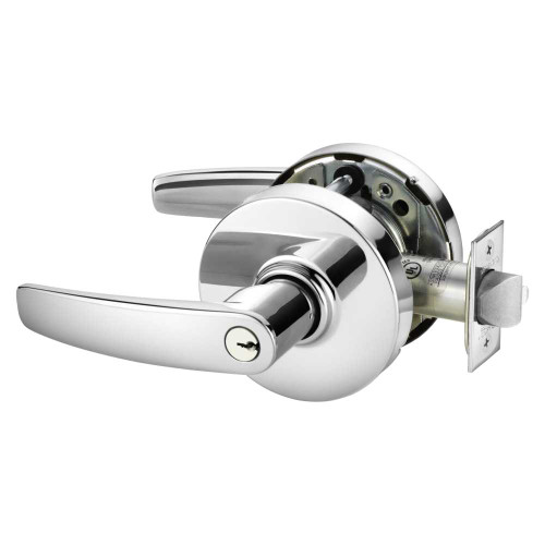 Sargent 28-10G37 LB 26 Grade 1 Classroom Cylindrical Lock B Lever Conventional Cylinder Bright Chrome Finish Not Handed 28-10G37 LB 26