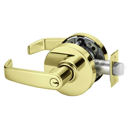 Sargent 28-10G37 LL 3 Grade 1 Classroom Cylindrical Lock L Lever Conventional Cylinder Bright Brass Finish Not Handed 28-10G37 LL 3