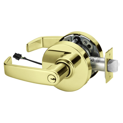 Sargent 28-10G71-12V LL 3 Electrified Cylindrical Lock Fail Secure 12V LL Design Bright Brass