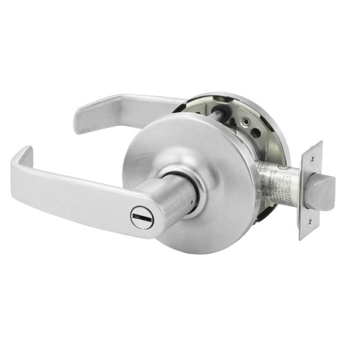 Sargent 28-10U65 GL 26D Grade 1 Privacy Bathroom Cylindrical Lock L Lever Non-Keyed Satin Chrome Finish Not Handed 28-10U65 GL 26D