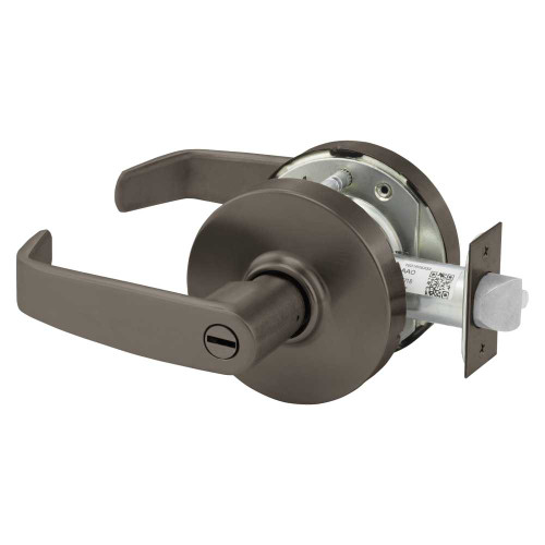 Sargent 28-10U65 LL 10B Grade 1 Privacy Bathroom Cylindrical Lock L Lever Non-Keyed Dark Oxidized Satin Bronze Oil Rubbed Finish Not Handed 28-10U65 LL 10B