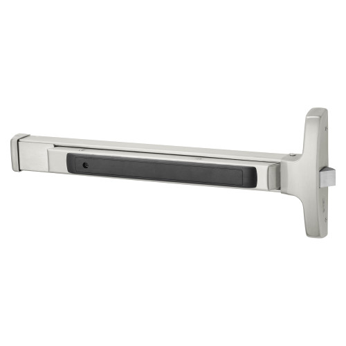 Sargent 8504E 32D Grade 1 Rim Exit Device Narrow Stile Pushpad 32 Device Night Latch Function Hex Key Dogging Satin Stainless Steel Finish Field Reversible