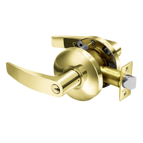 Sargent 28-65G05 KB 03 Grade 2 Entrance/Office Cylindrical Lock B Lever Conventional Cylinder Bright Brass Finish Non-handed 28-65G05 KB 03