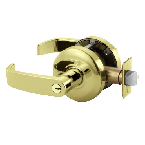 Sargent 28-65G37 KL 03 Grade 2 Classroom Cylindrical Lock L Lever Conventional Cylinder Bright Brass Finish Non-handed 28-65G37 KL 03