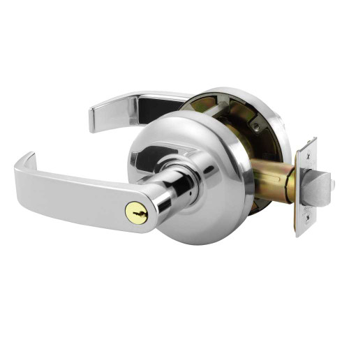 Sargent 28-65G37 KL 26 Grade 2 Classroom Cylindrical Lock L Lever Conventional Cylinder Bright Chrome Finish Non-handed 28-65G37 KL 26