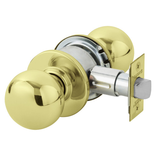 Sargent 28-6U15 OB 03 Grade 2 Passage Cylindrical Lock B Knob O Rose Non-Keyed Bright Brass Finish Springlatch Non-handed