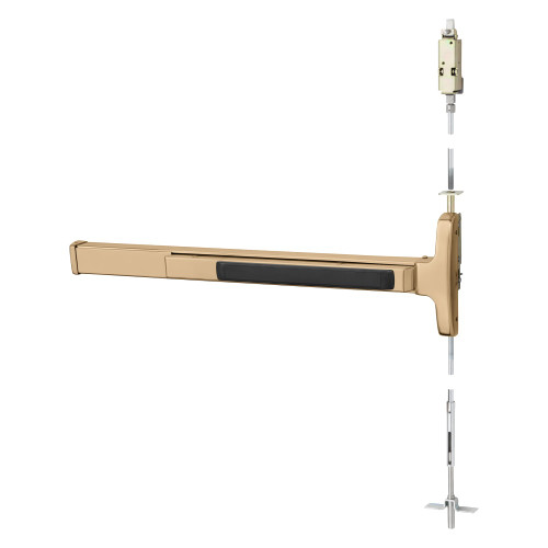 Sargent 56-AD8410F RHR 9 Grade 1 Concealed Vertical Rod Exit Device Narrow Stile Pushpad 36 Device Exit Only Electric Latch Retraction Less Dogging Bright Bronze Clear Coated Finish Right Hand Reverse 56-AD8410F RHR 9