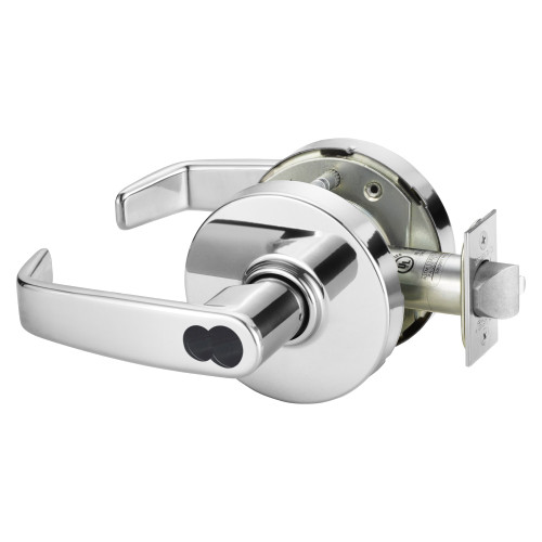 Sargent 2860-10G37 LL 26 Grade 1 Classroom Cylindrical Lock L Lever LFIC Prep Disposable Core Bright Chrome Finish Not Handed