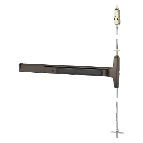 Sargent AD8440G ETJ LHR 10BE Grade 1 Concealed Vertical Rod Exit Device Narrow Stile Pushpad 48 Device 120 Door Height Exit Only J Freewheeling/Vandal Resistant Lever Hex Key Dogging Dark Oxidized Bronze Finish Left Hand Reverse AD8440G ETJ LHR 10BE