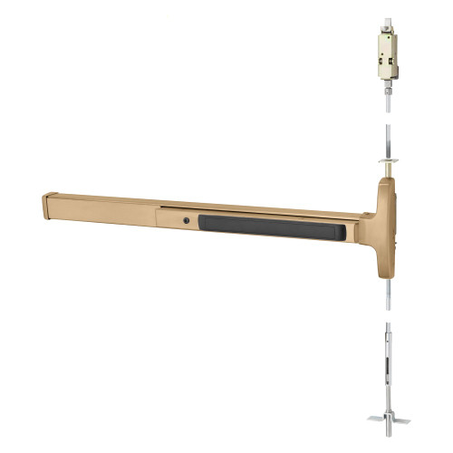 Sargent AD8410G LHR 10 Grade 1 Concealed Vertical Rod Exit Device Narrow Stile Pushpad 48 Device Exit Only Hex Key Dogging Satin Bronze Clear Coated Finish Left Hand Reverse