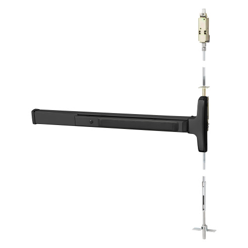 Sargent AD8415F LHR 20D Grade 1 Concealed Vertical Rod Exit Device Narrow Stile Pushpad 36 Device 120 Door Height Passage Function Hex Key Dogging Dark Oxidized Statuary Bronze Clear Coated Finish Left Hand Reverse AD8415F LHR 20D