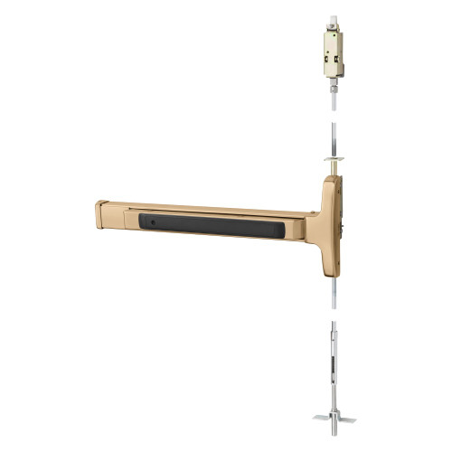 Sargent AD8410E LHR 9 Grade 1 Concealed Vertical Rod Exit Device Narrow Stile Pushpad 32 Device Exit Only Hex Key Dogging Bright Bronze Clear Coated Finish Left Hand Reverse