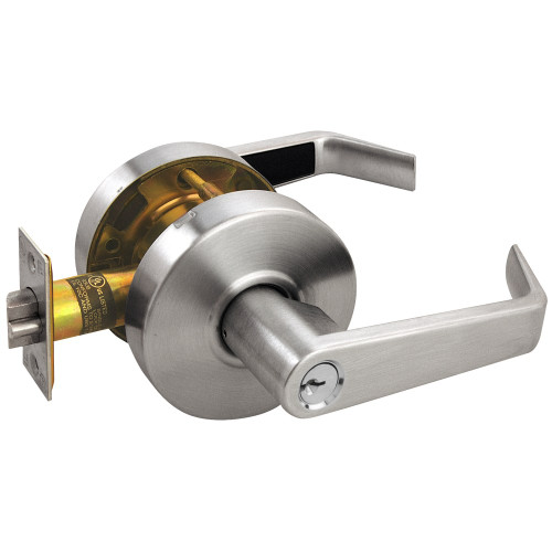 Arrow RL11-SR-26D-CS Grade 2 Turn-Pushbutton Entrance Cylindrical Lock Sierra Lever Conventional Cylinder Schlage C Keyway Satin Chrome Finish Non-handed