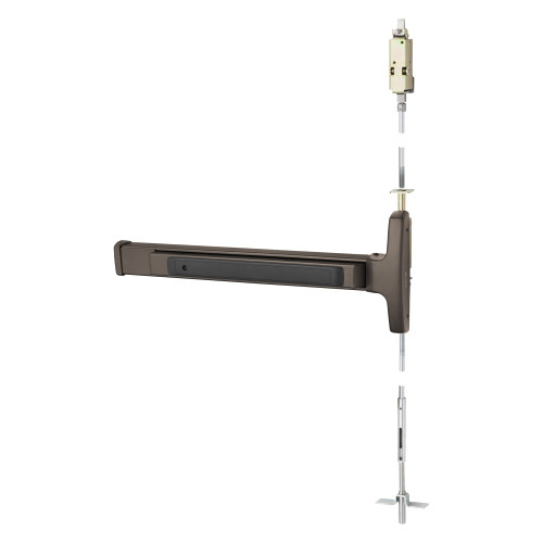 Sargent MD8440E LHR 10BE Grade 1 Concealed Vertical Rod Exit Device Narrow Stile Pushpad 32 Device 120 Door Height Exit Only Hex Key Dogging Dark Oxidized Bronze Finish Left Hand Reverse