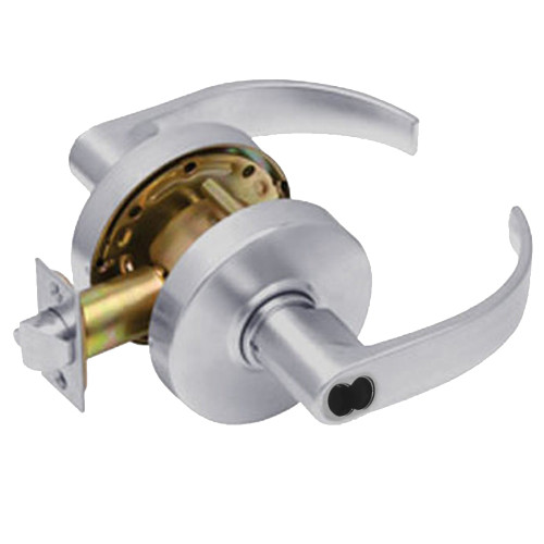 Arrow RL11-BRR-26D-IC Grade 2 Turn-Pushbutton Entrance Cylindrical Lock Broadway Lever SFIC Less Core Satin Chrome Finish Non-handed