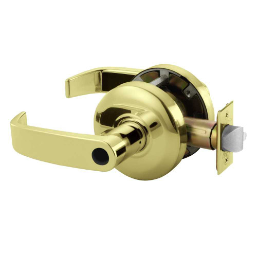 Sargent 28LC-65G05 KL 03 Grade 2 Entrance/Office Cylindrical Lock L Lever Conventional Less Cylinder Bright Brass Finish Non-handed 28LC-65G05 KL 03