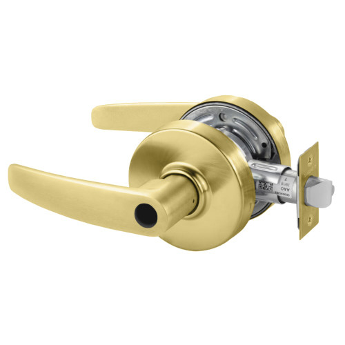 Sargent 28LC-7G04 LB 04 Grade 2 Storeroom/Closet Cylindrical Lock B Lever Conventional Less Cylinder Satin Brass Finish Non-handed