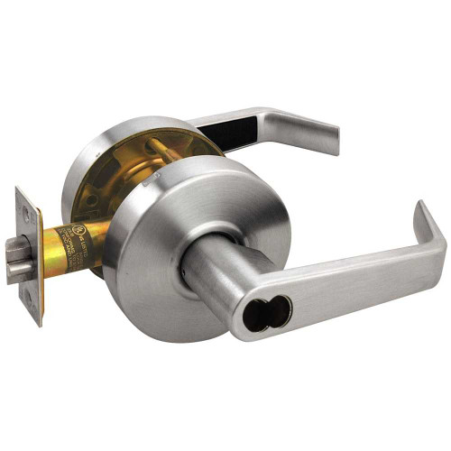 Arrow RL11-SR-26D-IC Grade 2 Turn-Pushbutton Entrance Cylindrical Lock Sierra Lever SFIC Less Core Satin Chrome Finish Non-handed RL11-SR-26D-IC