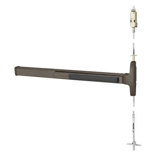 Sargent 56-AD8410F RHR 10B Grade 1 Concealed Vertical Rod Exit Device Narrow Stile Pushpad 36 Device Exit Only Electric Latch Retraction Less Dogging Dark Oxidized Satin Bronze Oil Rubbed Finish Right Hand Reverse 56-AD8410F RHR 10B