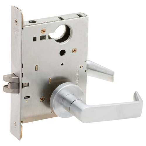 Schlage L9092EUL 06A 626 Grade 1 Fail Secure Electric Mortise Lock Less Cylinder 06 Lever A Rose Satin Chromium Plated Finish Field Reversible L9092EUL 06A 626