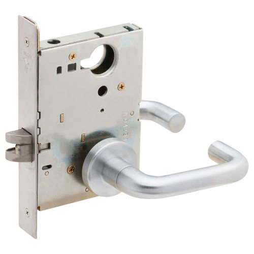 Schlage L9092EUL 03A 626 RX Grade 1 Fail Secure Electric Mortise Lock Less Cylinder 03 Lever A Rose Request to Exit Satin Chromium Plated Finish Field Reversible L9092EUL 03A 626 RX