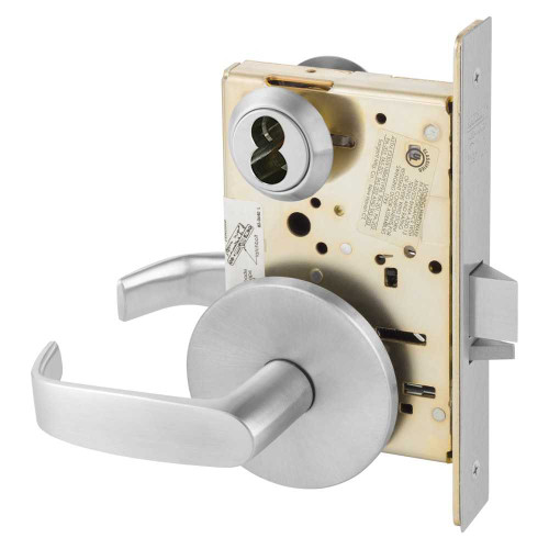 Sargent 60-8204 LL 26D Storeroom or Closet Mortise Lock L Rose L Lever LFIC Prep Less Core Satin Chrome 60-8204 LL 26D