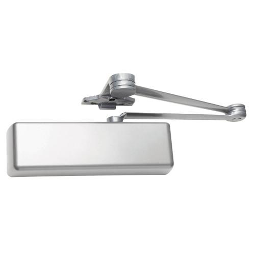 LCN 4111-SCUSH RH 689 Grade 1 Surface Door Closer Spring Cush-N-Stop Arm Push Side Parallel Arm Mounting 110 Deg Swing Size 1 to 5 Full Plastic Cover Aluminum Painted Finish Right-Handed